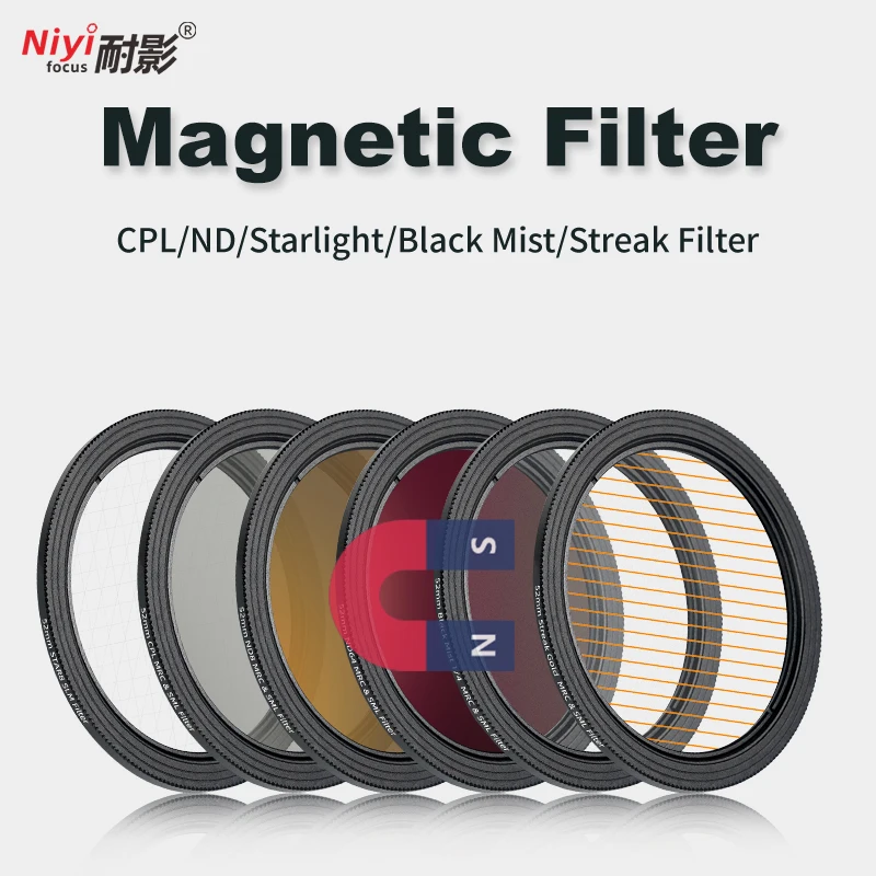 Magnetischer Filterlinse-Frontfilter Schnellverschluss UV ND8 ND64 CPL Starlight Streak Filter 1/4 1/8 Black Mist 52 mm 58 mm 67 mm 77 mm Image