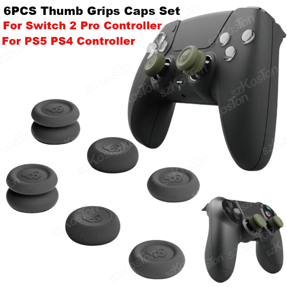 6PCS Für Schalter 2 Pro/PS5/PS4 Controller Daumen Griffe Kappen Set Taste Stick Abdeckung Gamepad Joystick kappe Gaming Zubehör Image