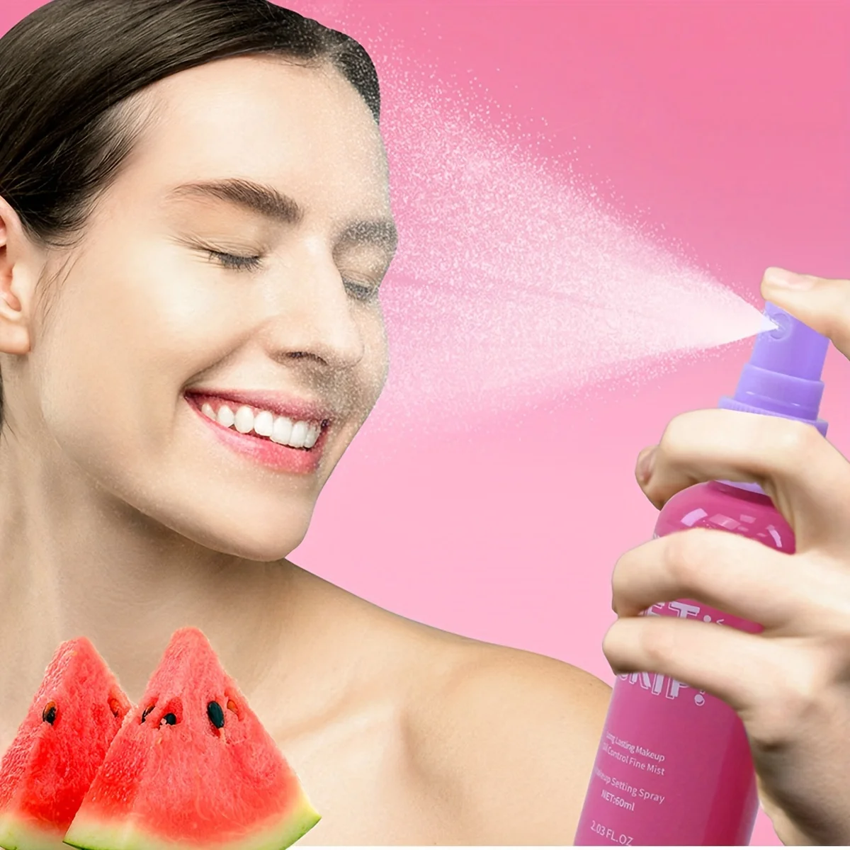 Make-up-Sprühöl mit Wassermelonengeschmack nachhaltig, wasserfest und schnell trocknend, um ein perfektes Make-up-Make-up-Spray zu schaffen Image