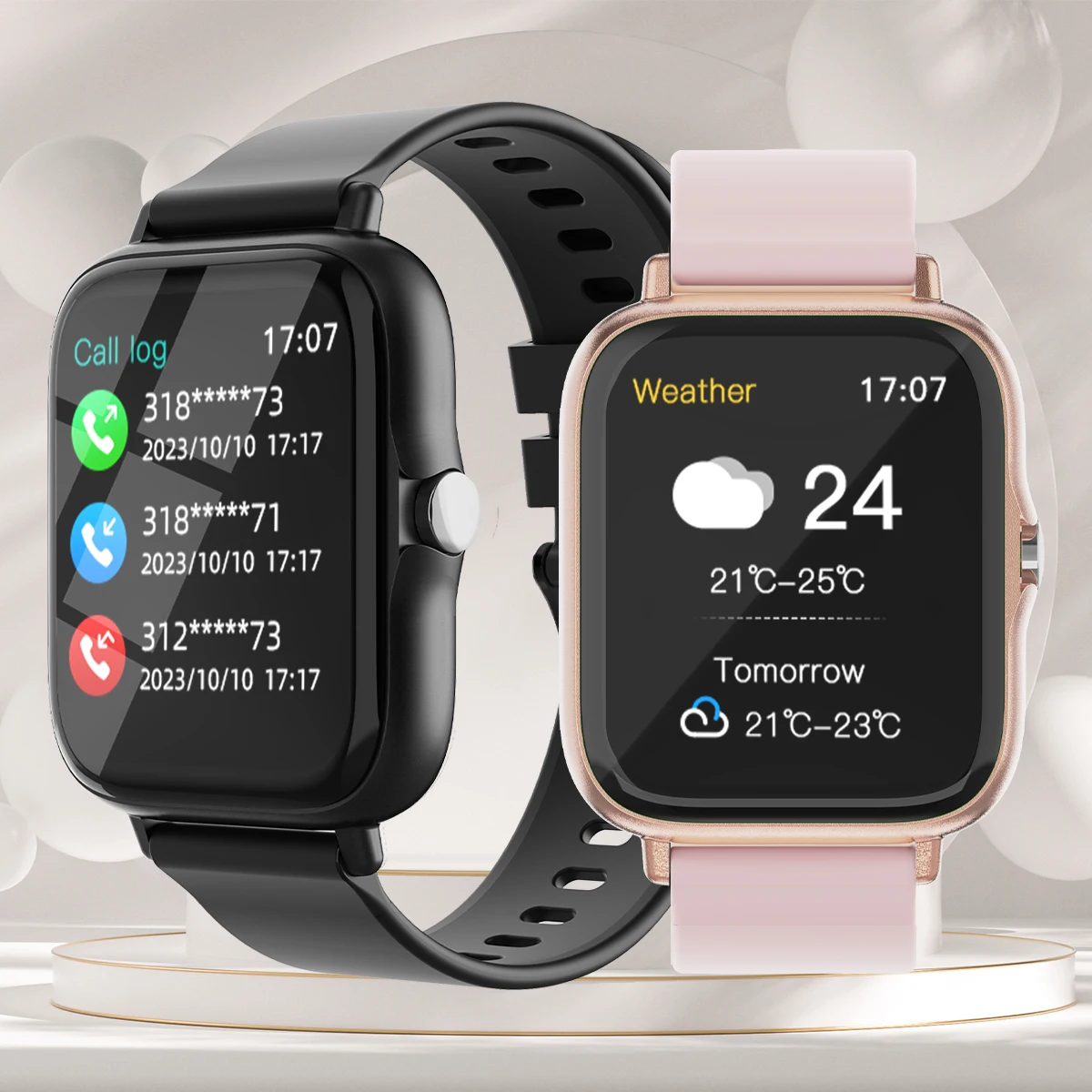 1,83 "Frauen Männer Sport Smart Uhr Mit Anruf Nachricht Anser Schlaf Überwachung Schrittzähler Smartbands Fitness für iPhone Android Image