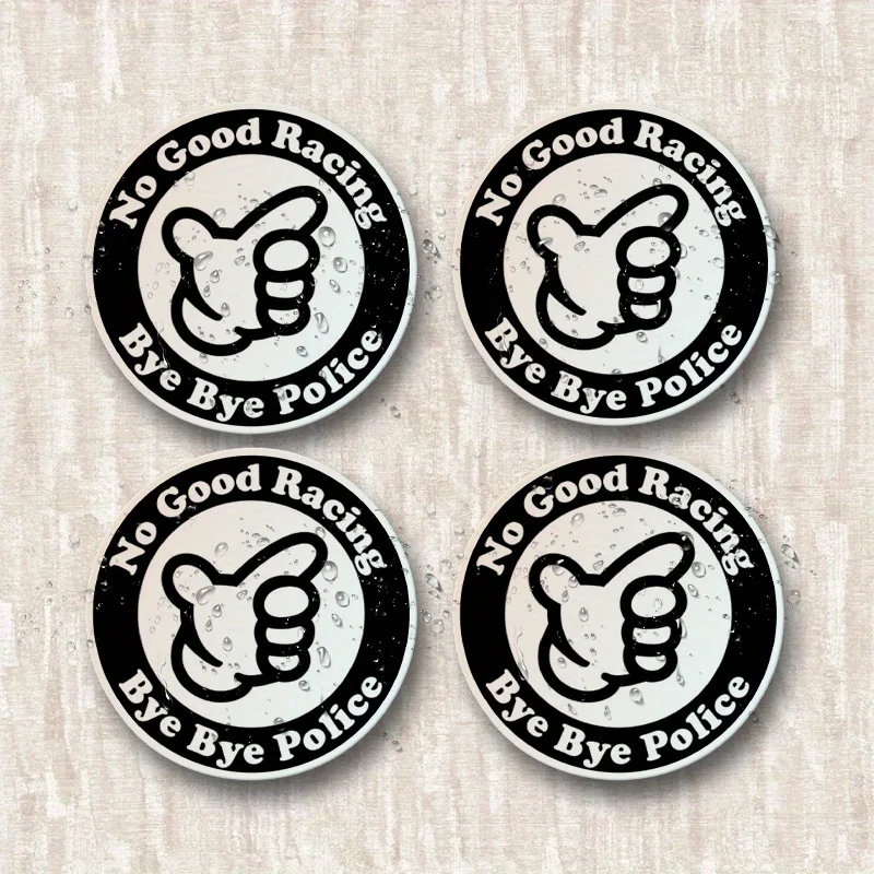 „4 Stück „No Good Racing Bye Bye Police“-Aufkleber, passend für Gepäck, Tablet-Hüllen, Helm- und Auto-Stil-Themen-Dekor“ Image