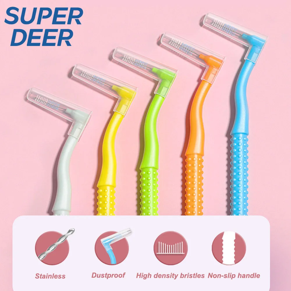 10Pcs L-Form Interdentalbürste Für Erwachsene Kieferorthopädische Push-Pull Zahnbürste Reinigung Zwischen Zähne Oral Hygiene Pflege werkzeug Image