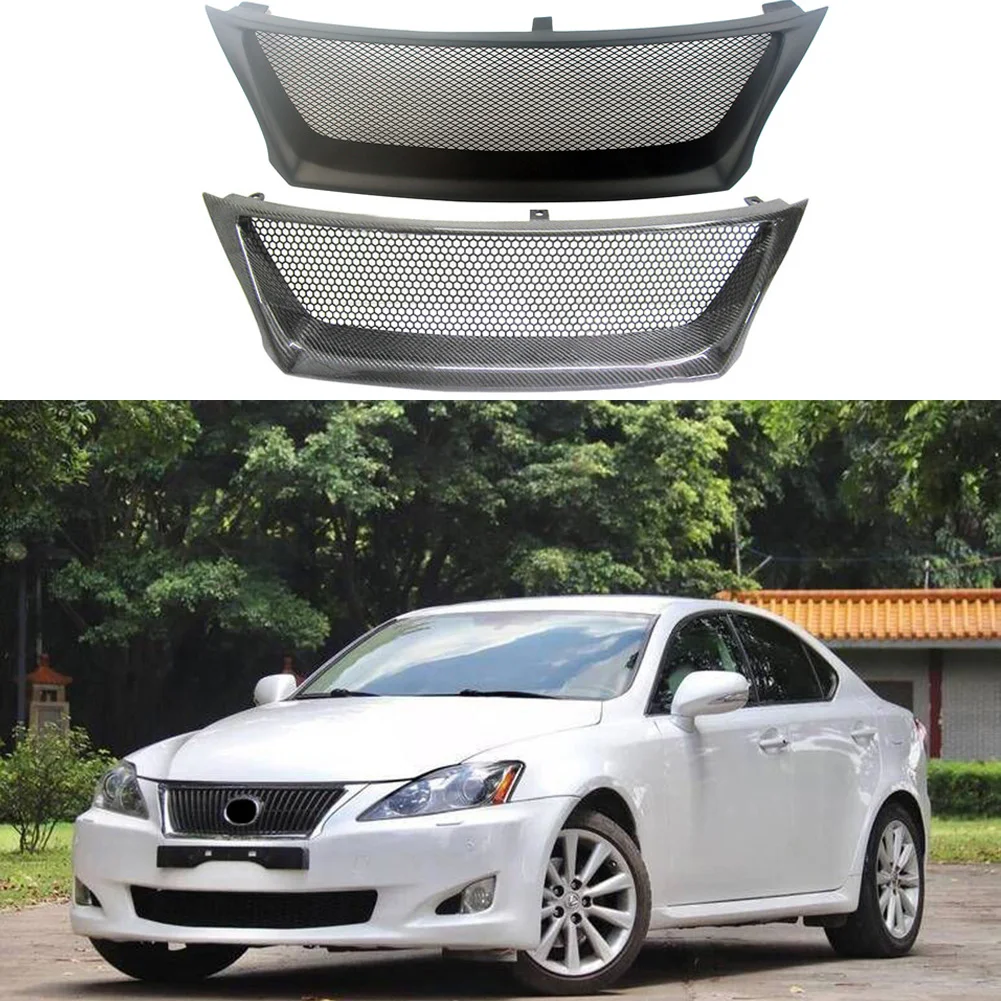 Neuer Auto-Frontstoßstangen-Mittelkühlergrill, Refit für Lexus IS250 IS300 2009–2011, 2009 2010 2011, mattschwarz, Kohlefaser, 4 Türen Image