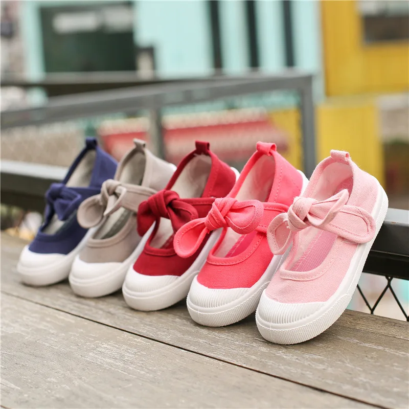 Neue Kinder Schuhe Mädchen Leinwand Schuhe Mode Bowknot Komfortable Kinder Casual Schuhe Turnschuhe Kleinkind Mädchen Prinzessin Schuhe 21-35