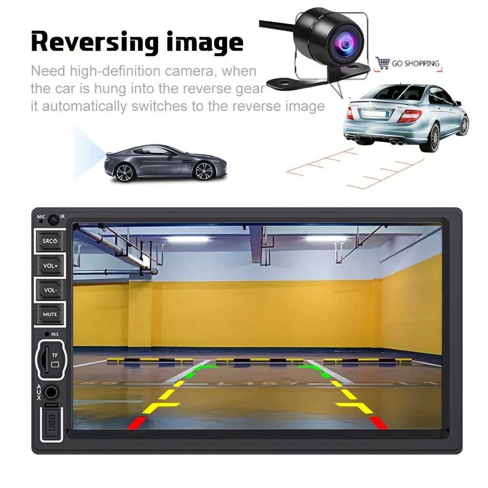 QueenDer 2Din Autoradio mit 7-Zoll-MP5-Player, HD-Touchscreen, Rückfahrkamera, USB, SD-Karte, UKW-Radio, Doppel-Din Image