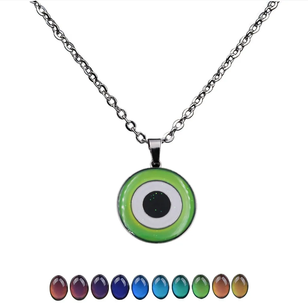 1PC Mode Teufel Auge Stimmung Temperatur Farbwechsel Anhänger Halskette Charming Edelstahl Halskette Männer frauen geschenk Image