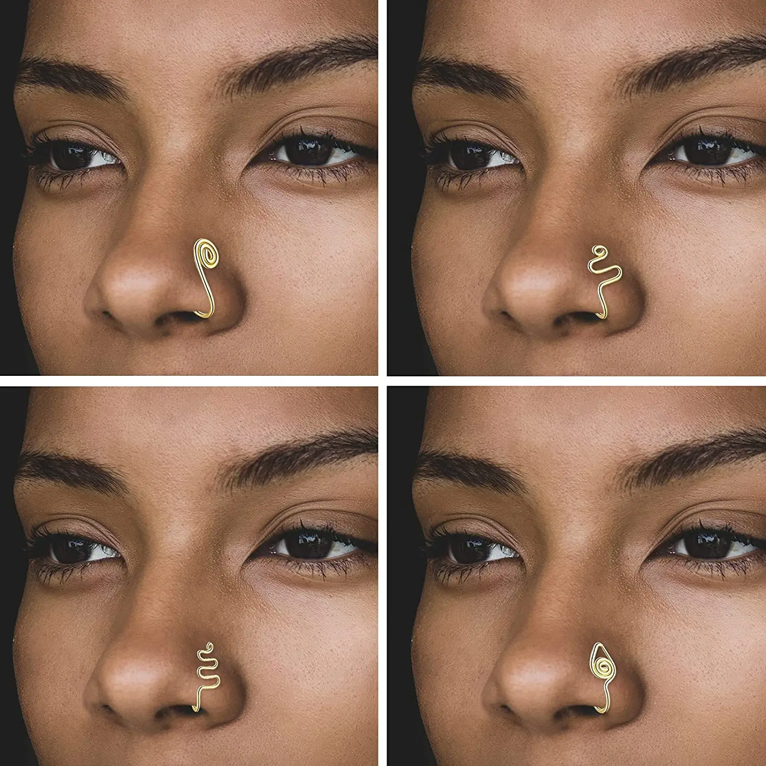 1-8 stücke Nasen manschetten für nicht durchbohrte Nase, verstellbares Edelstahl-Fake-Nasenring-Piercing für Frauen Männer Image