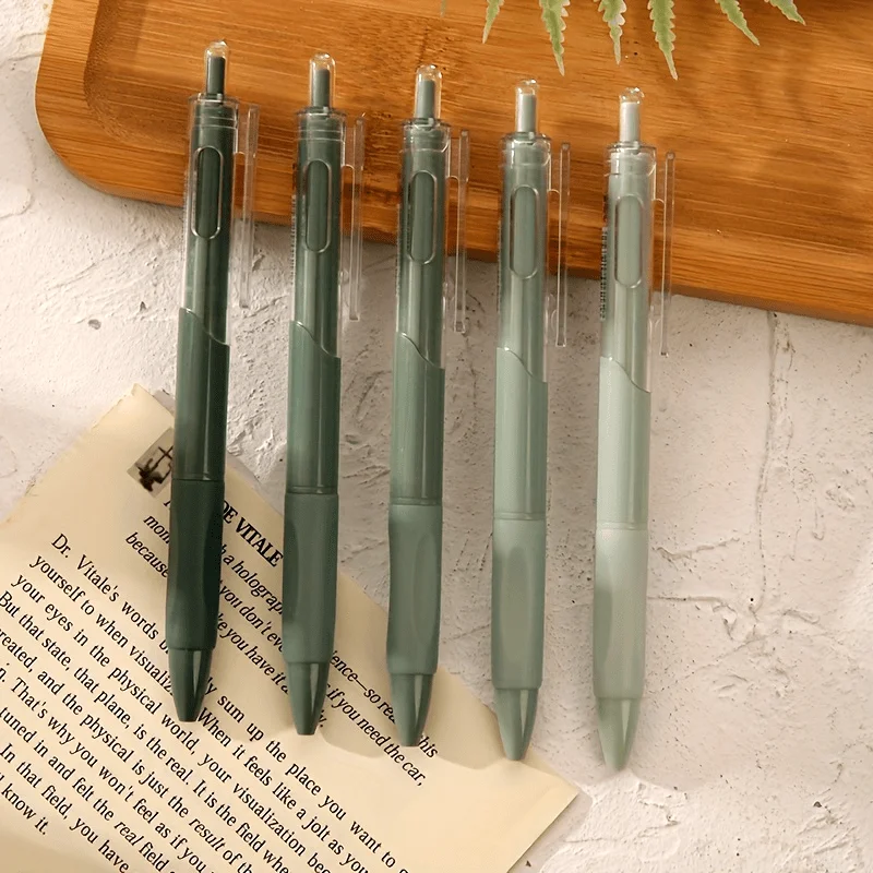 5 Stück ST-Kopf 0,5 mm Farbverlauf grüner Press-Gelstift, schwarze Tinte (einzelne Box mit 5 Stück) Image