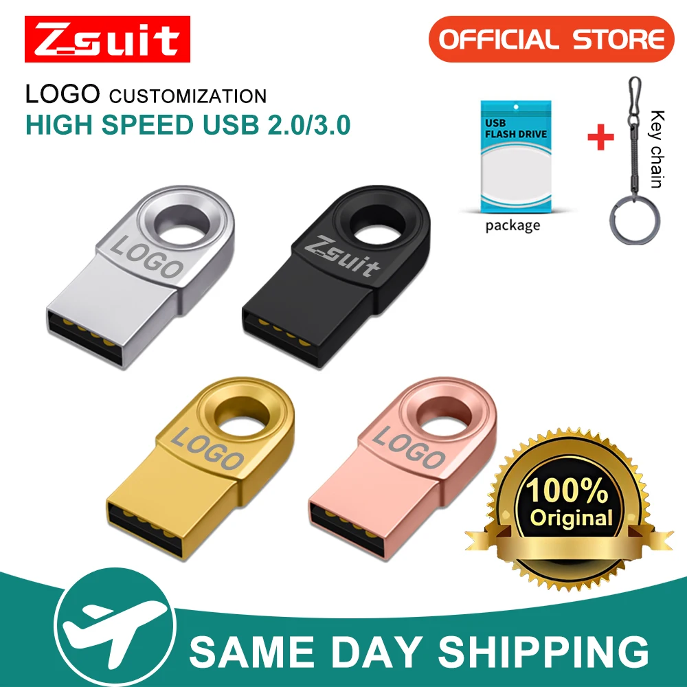 ZSUIT SY USB-Flash-Laufwerk aus Metall, 64 GB, 4 GB, 8 GB, 16 GB, 32 GB Memory Stick, 128 GB USB-Speicherstick, individuelles Logo Image