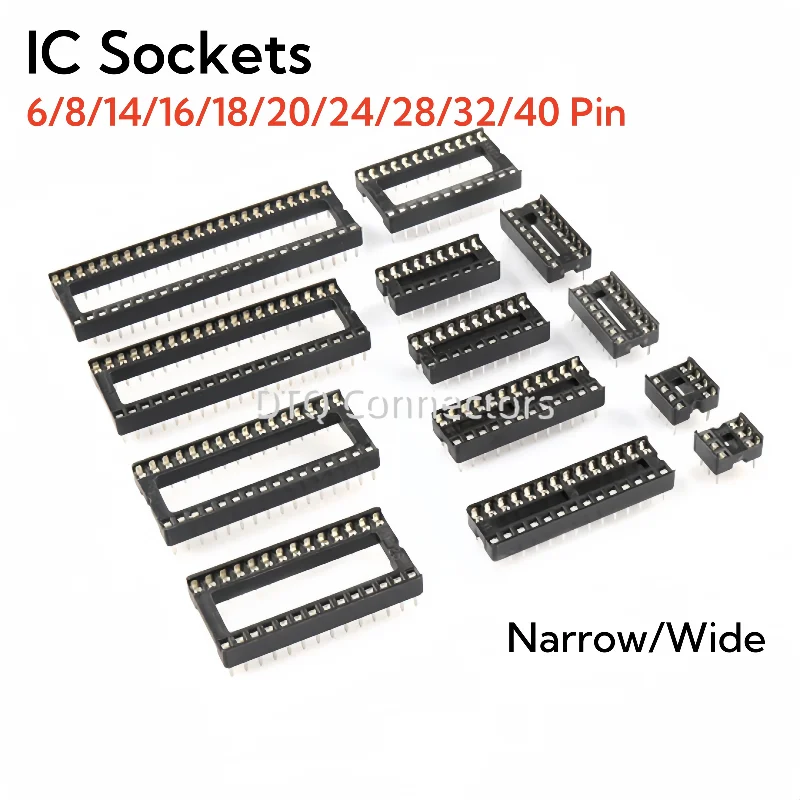 10PCS IC Sockel 6 8 14 16 18 20 24 28 32 40 Pin Stecker DIP Buchse DIP6 DIP8 DIP14 DIP16 DIP18 DIP20 DIP24 DIP28 DIP40 Pins Image