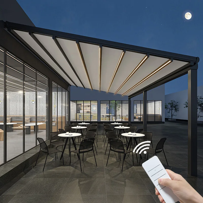 Außenterrasse, Garten, Außendach, Hinterhofzubehör, einziehbare, wasserdichte Markise, Zelte, Pavillon, Überdachung, Pavillon, Pergola Image