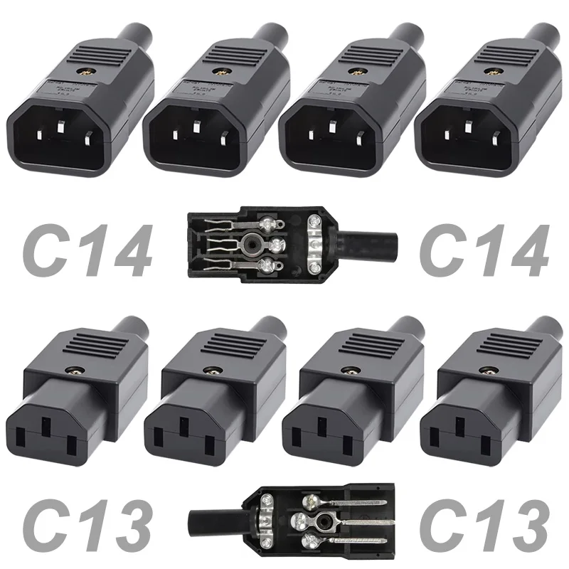 5/20Pcs C14/13 AC Buchse 10A 250V AC Steckdose 3 Pin Kupfer Pins Weibliche Jack stecker Elektrische Stecker C13 C14 Image