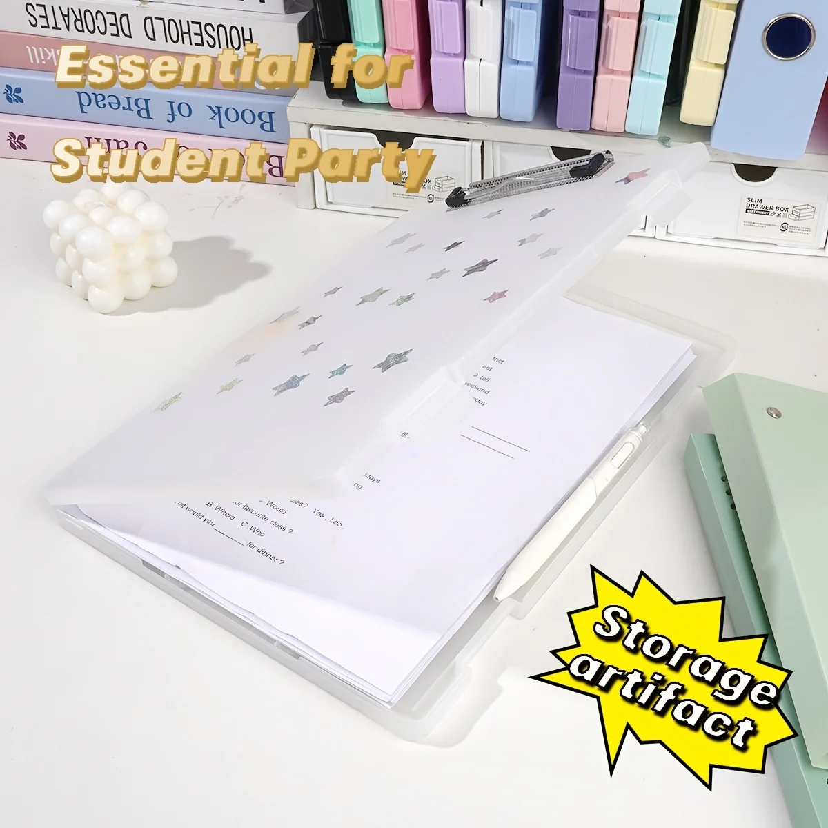 3-in-1-Multifunktions-Aktenordner, A4, großes Fassungsvermögen, Kunststoff, für Studenten, Büro, Dokumentenorganisation, Regalteiler Image