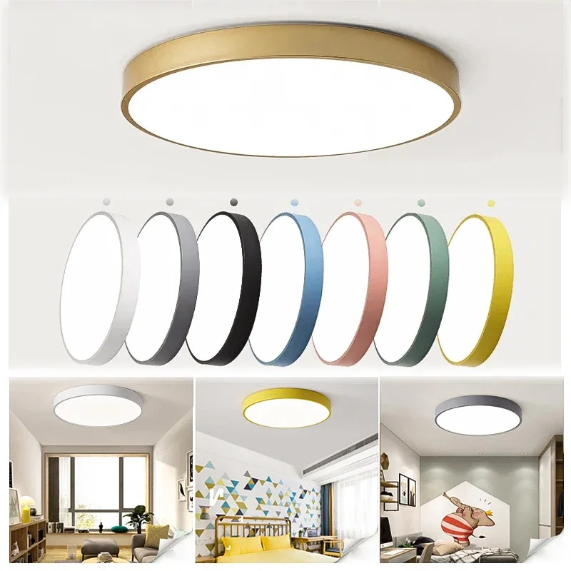 DAMIASMIL Moderne LED-Deckenleuchte, Macaron-Farbe, runde Deckenleuchte für Wohnzimmer, Esszimmer, Gang, Schlafzimmer, Dekor, Beleuchtungskörper