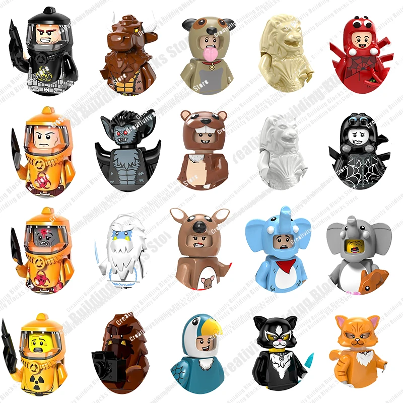 Heißer Mini Charakter Serie Känguru Fledermaus Mädchen Junge 3D Modell DIY Bauen Block Spielzeug Modell kinder Spielzeug Geschenke Image