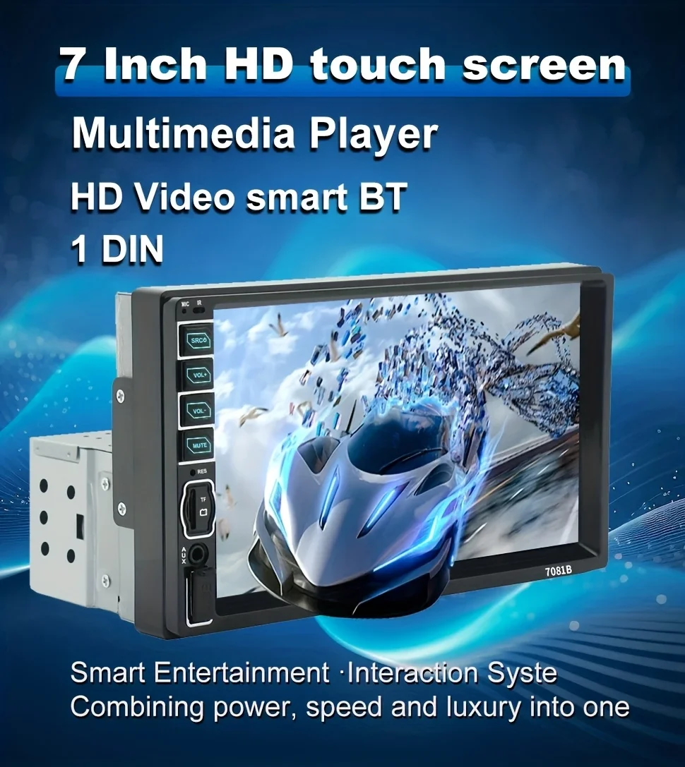 17,78 cm HD Auto MP5 Universal 1 Din Autoradio – im Armaturenbrett DVD und Videoempfänger mit Multimedia-Player, Auto-Audio, Autoradio Image