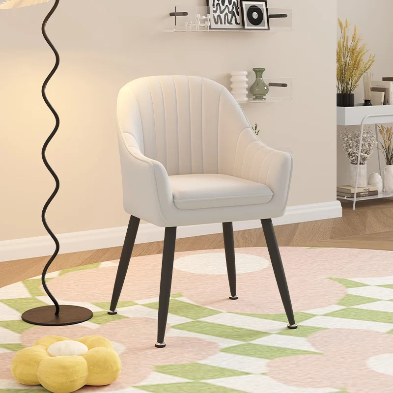 Make-up-Schminkstuhl mit Rückenlehne, süßer Mädchen-Schreibtischstuhl, bequem, ohne Räder, moderner Esszimmerstuhl, kleiner Akzent-Balkon-Freizeitstuhl Image