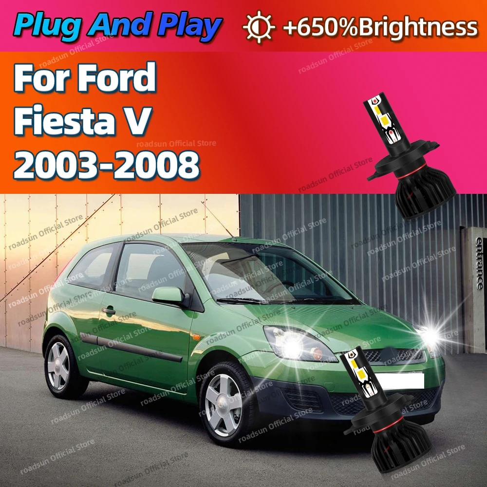 2Pcs LED Scheinwerfer CSP Chip H4 Birne 6000K Lampen Turbo Auto Licht 12V Für Ford Fiesta V 2003 2004 2005 2006 2007 2008 Image