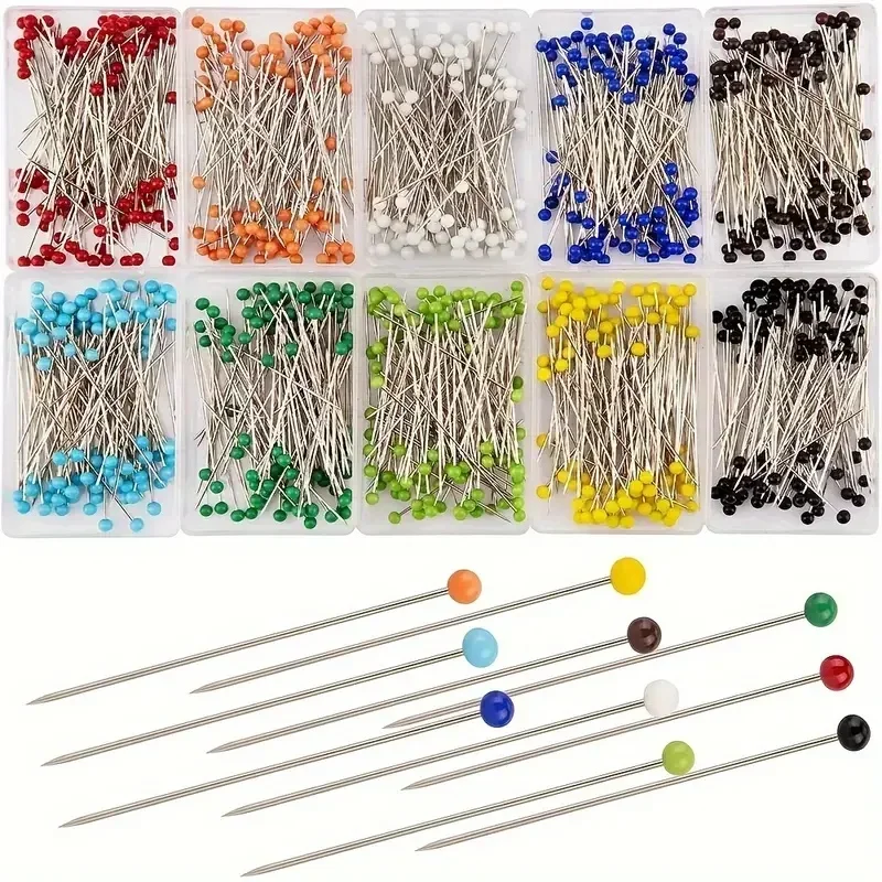 100 Teile/schachtel 38 cm Bunte Runde Perle Kopf Nadeln Stich Gerade Push Nähen Pins für Schneiderei DIY Nähen Werkzeuge Positionierung Image