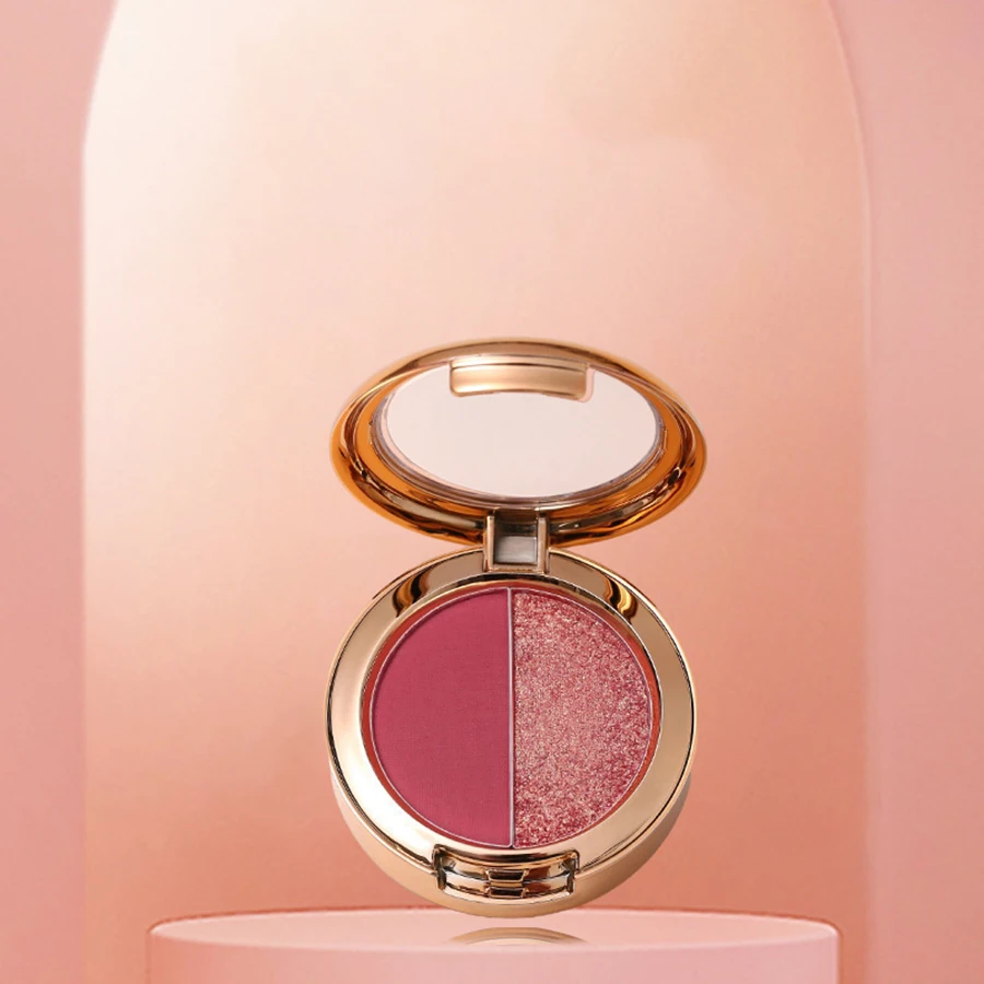 Zweifarbiger, heller Lidschatten, wasserfest, perlmuttartig, glitzernde Pailletten, zarter Service, kleiner Teller, tragbar Image