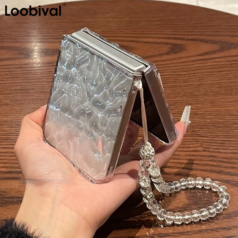Für Samsung Z Flip7 FE Flip 6 5 Falten 3D Wasser Wellen Fall für Galaxy Z Flip 7 4 3 Z Flip6 Kristall Armband Transparente Abdeckung Image