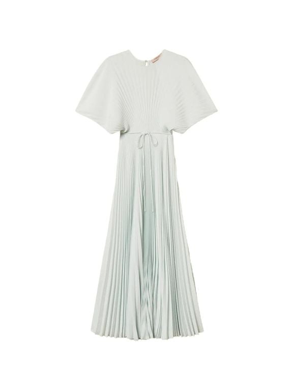 Tie-Waist Pleated Dress - White - Twinset Dresses