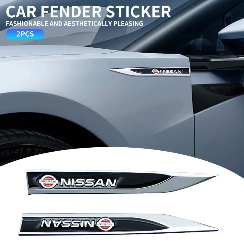 2 Pezzi Adesivi Emblema 3D in Metallo per Parafango Laterale Auto Nissan J10 X-Trail Qashqai Juke Leaf Micra NOTE Patrol