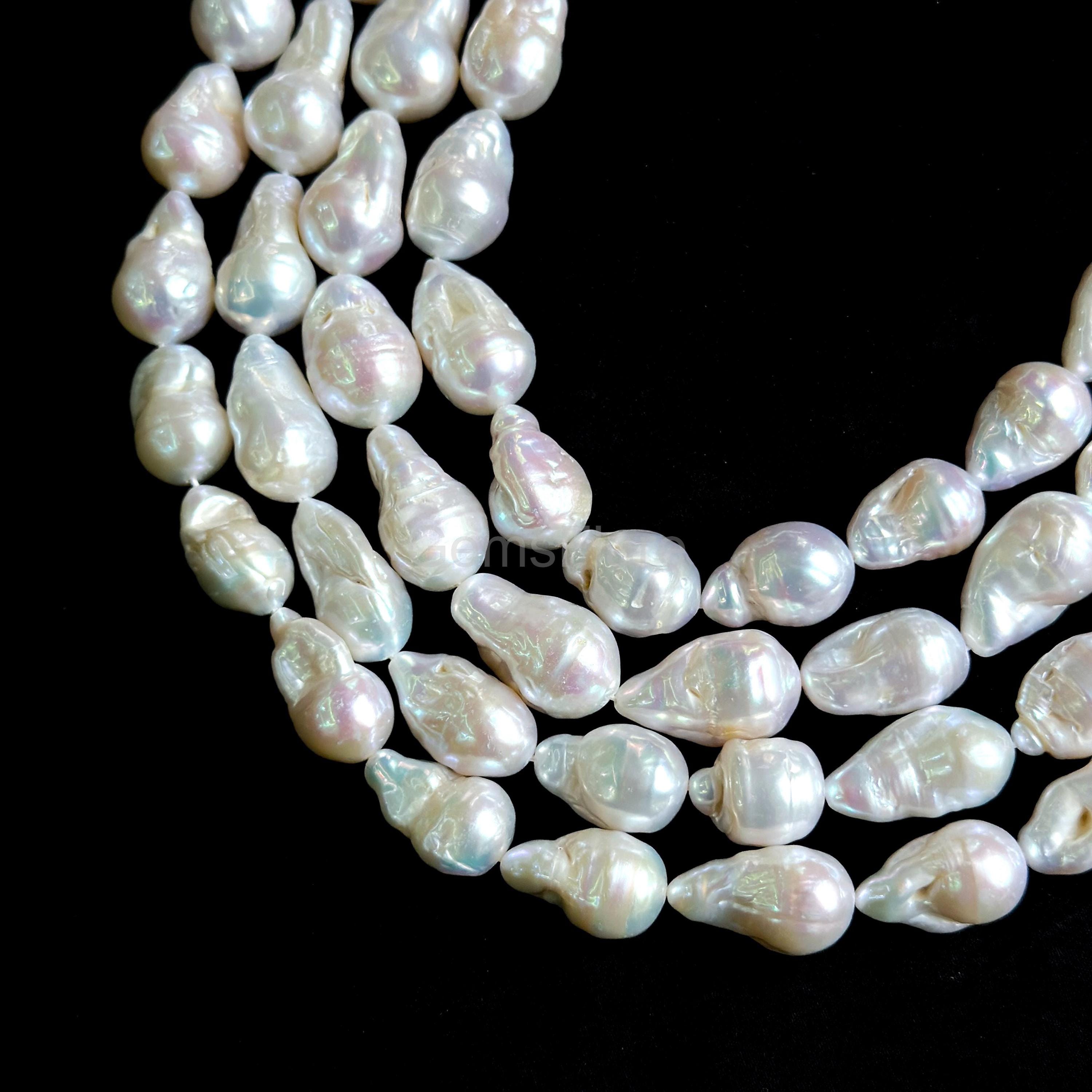 Perle barocche di perle d'acqua dolce bianche naturali, perle di perle bianche a pepita da 17x12-20 x 13 mm, perle barocche sciolte, perle per la crea
