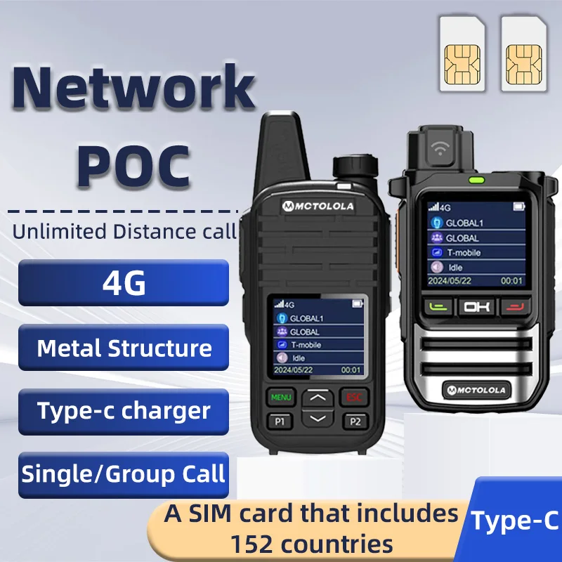 MOTOLOLA (SIM lebenslang kostenlos) Globales 4G POC-Walkie-Talkie, 5000 Kilometer Reichweite, globales Walkie-Talkie für Polizei- und Zivilflotten Image