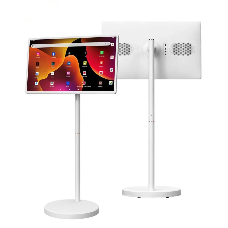 32 Zoll Android 15 Smart TV, 6G+128G Bodenständer-Tablet mit Fernbedienung, 2K-Kamera Videoanruf, Eingebauter 148W Akku Image