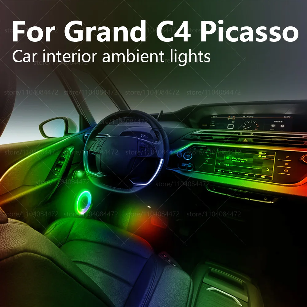 Für Citroen Grand C4 Picasso 22in1 RGB Auto Innen Acryl Auto Umgebungs Lichter RGB Versteckte Acryl Streifen Dekoration Zubehör Image