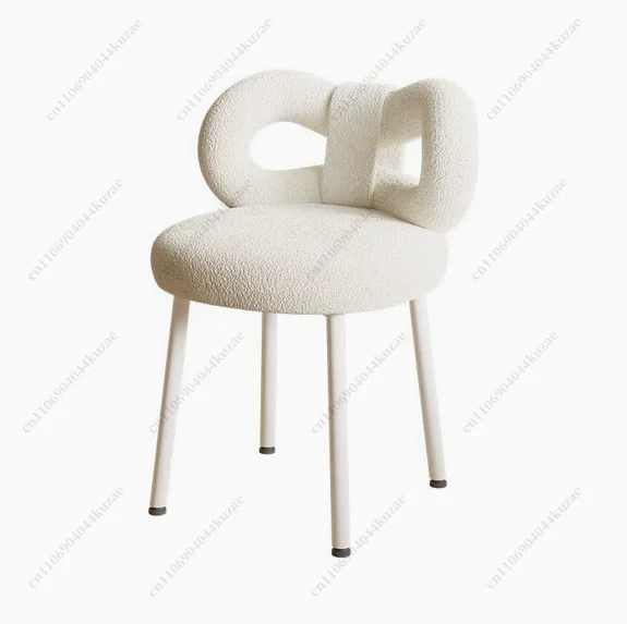 Moderner, schlichter Schminkstuhl, Haushalts-Make-up-Hocker, Mädchenzimmer, cremefarbener Stil, Rückenlehnenhocker, bequemer Haushaltsstuhl, Neu eingetroffen Image
