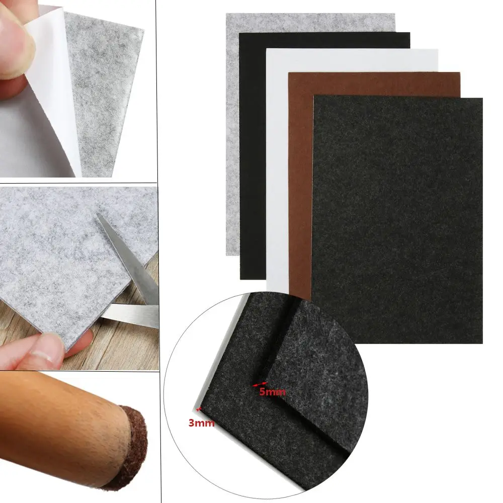 3/5 mm selbstklebende Filzgleiter für Möbelbeine, rutschfest, für Stuhl, Tischsets, Bodenschutz, kratzfest, 21 x 30 cm, DIY-Schneiden Image