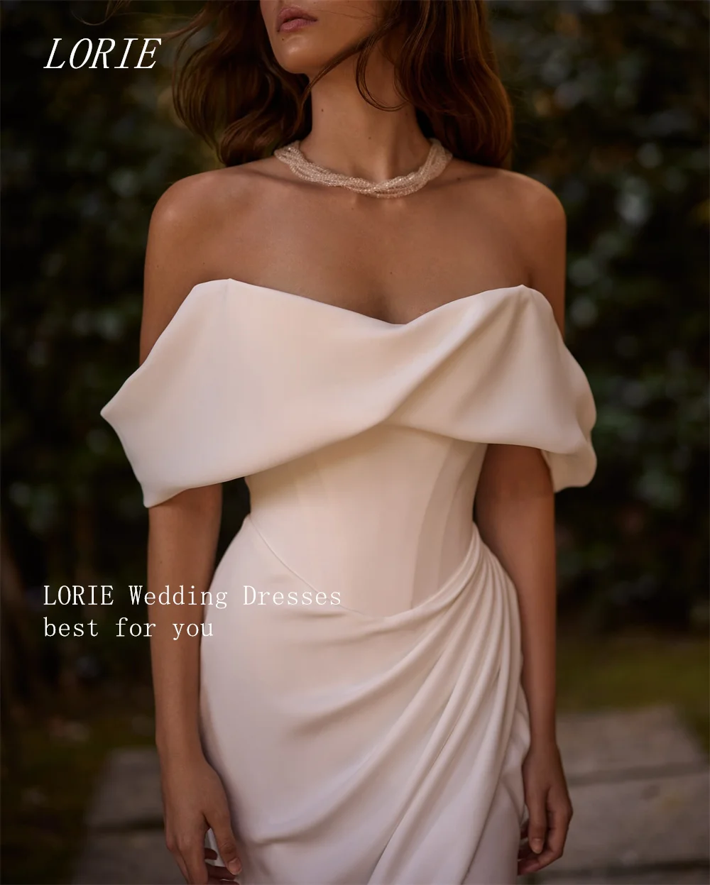 LORIE Luxus-Falten-Meerjungfrau-Hochzeitskleid mit seitlichem Schlick, herzförmige Brautkleider, schulterfreies Brautkleid, maßgeschneidert 2026 Image