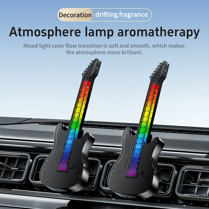 Auto montiert Luftauslass Aroma Gitarre Duft Parfüm Musik LED Atmosphäre Licht dekorativer Sitz Image