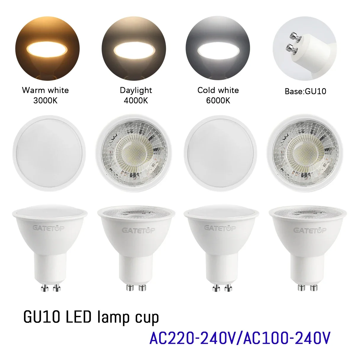 8PCS Hight Lumen LED Strahler GU10 5W AC 220V 120V 3000K 4000K 6000K Kein Flimmern Austauschbare 40W Halogenlampe für Schlafzimmer