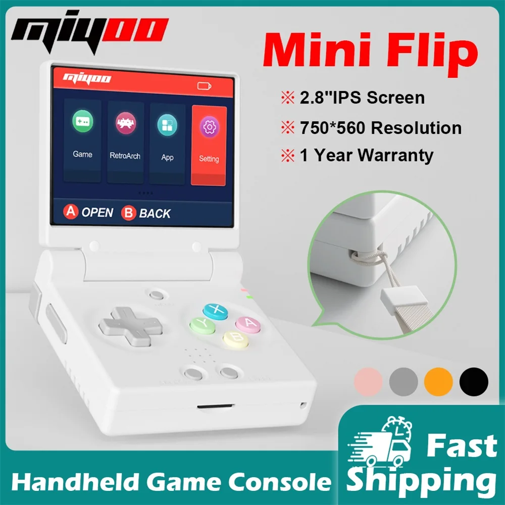MIYOO Mini Flip Handheld-Spielkonsole 2,8'' IPS 750*560 Bildschirm Tragbare Klassische Retro-Videospielkonsolen Simulator Spieler Geschenke Image