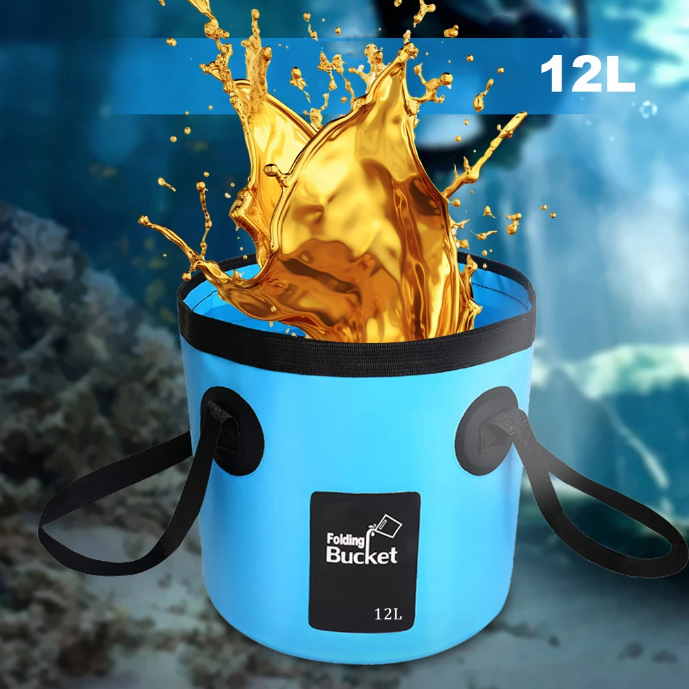 12L Schmutzwasser-Eimer, tragbarer Outdoor-Reise-Faltwasserbehälter, faltbarer Eimer, Auto-Wasch-Eimer aus PVC