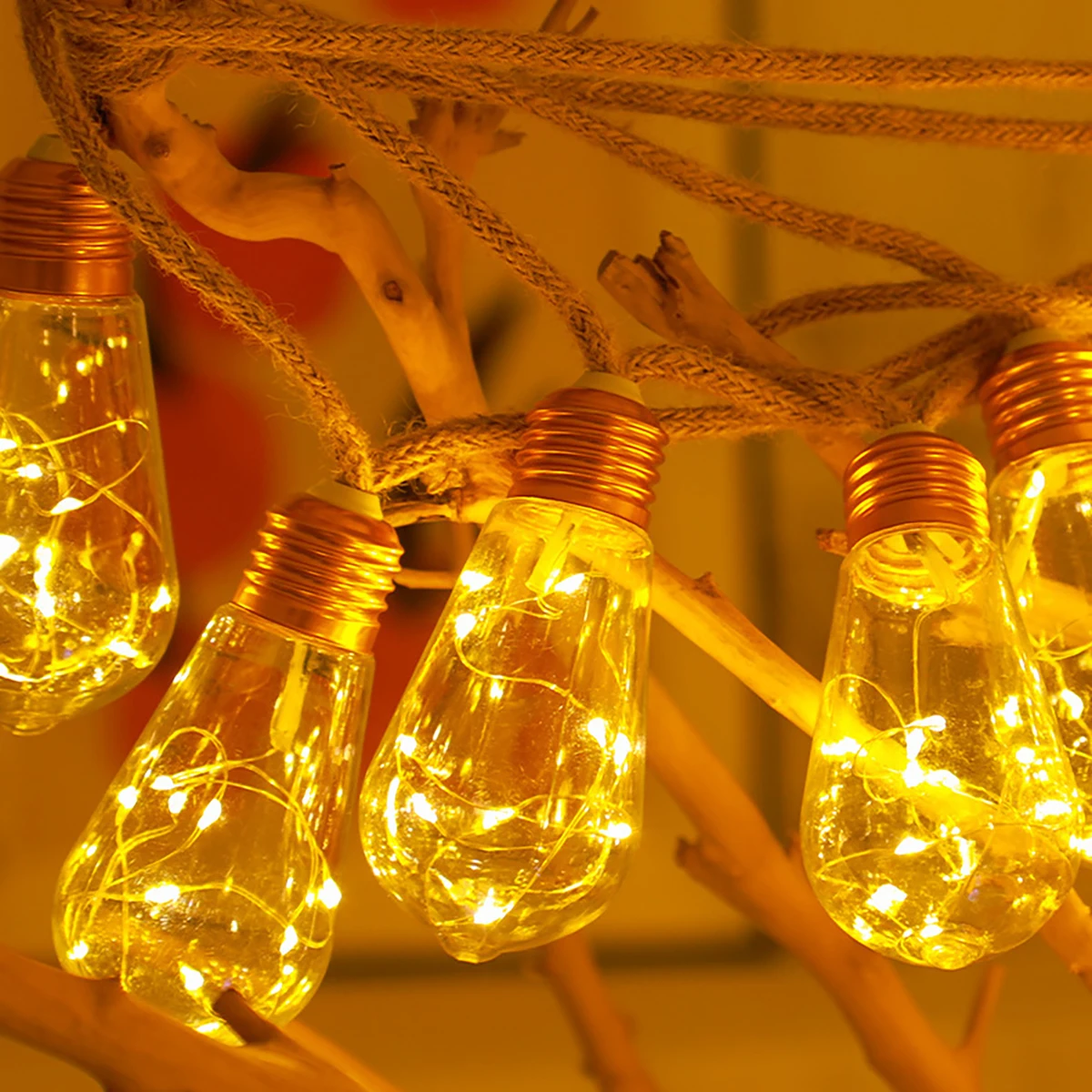 Solar-Lichterketten, Vintage Hanfseil-Terrassenbeleuchtung, Weihnachts-Dekorationslichter, Geeignet für Gärten/Zäune/Treppen/Balkone Image