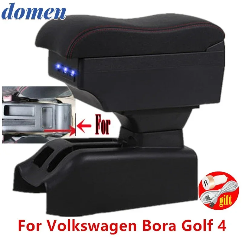 Für Volkswagen Bora Golf 4 Auto-Armlehne Innenausstattung Mittelkonsole Aufbewahrungsbox mit USB LED Image