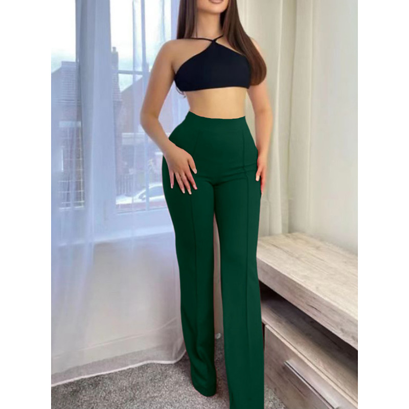 Women's Chinos Flare Leggings Vacation Fashion Streetwear Full Length High Waist Solid Color Comfy Comfort Soft High Elasticity Outdoor Street Blue Black White Pink Spring Fall Slim Fit