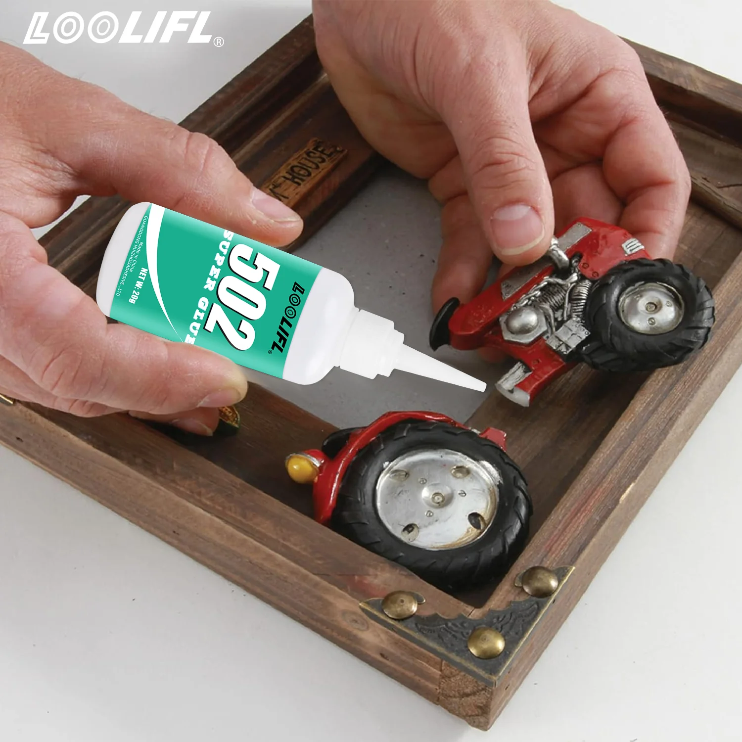 Loolifl 0,7 oz Hochfester 502 Sofortkleber, Hochtemperaturbeständiger Metall-Kunststoff-PVC-Kleber mit Hoher Transparenz, Inklusive Kleberöffner Image