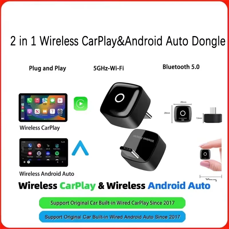Neue Auto Drahtlose CarPlay Adapter Wireless Ultra Mini Android Auto AI Smart Box Intelligente Systeme Für Wired CarPlay Auto Image