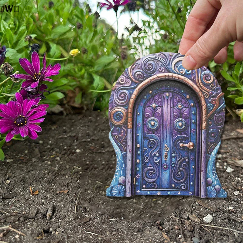 〔W〕Feentür aus Holz, Mini-Elfen-Gartenkunst für Feenhaus, Baum, Innen- und Außenbereich, Miniatur-Ornament, DIY-Magie-Dekoration〔Winter1〕