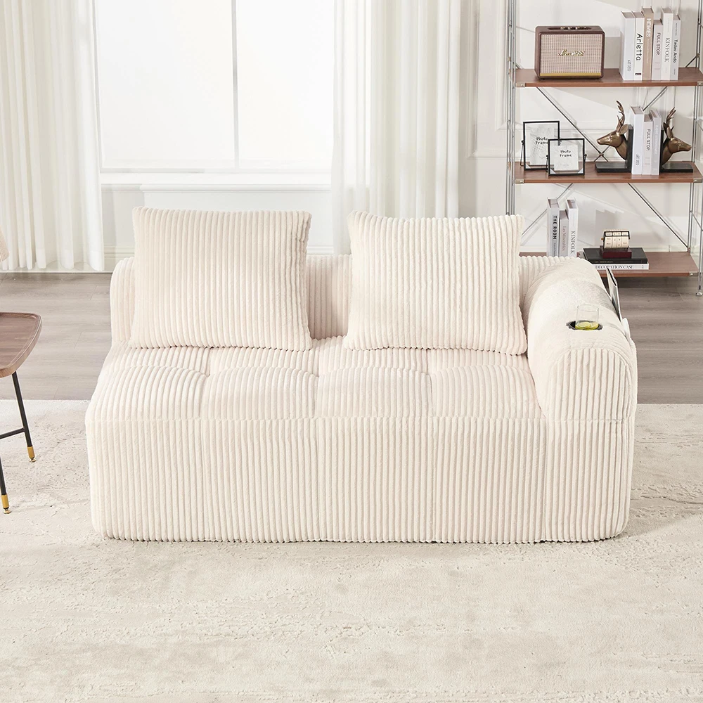 KOMHTOM Sofagarnitur Sofa, Fertig montiert, weiche Rückenkissen, Seitentasche, Getränkehalter, gemütlich Image