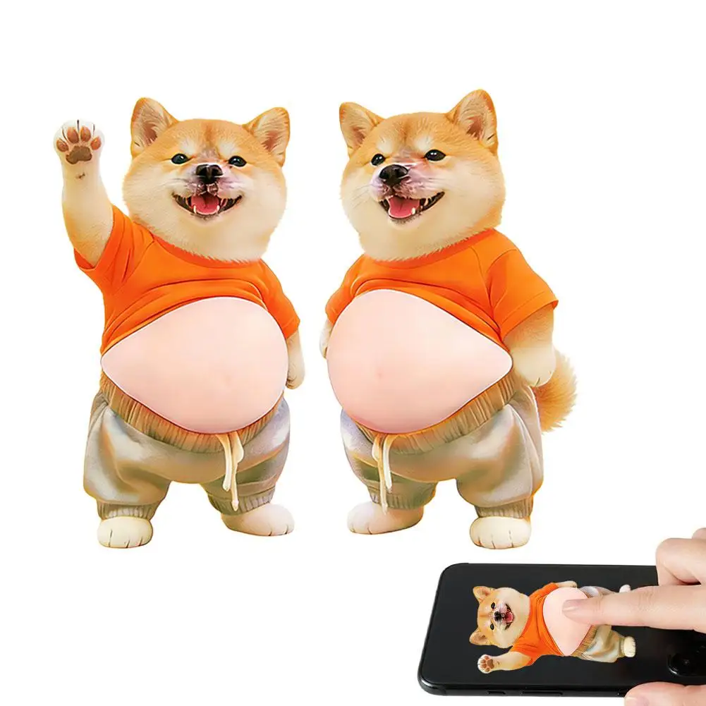 3D Weiches Spielzeug Shiba Inu Hund Bauch-Aufkleber Stressabbau Stoßfester Heim-Schutz Selbstklebender Quetschbarer Niedlicher Hund Image