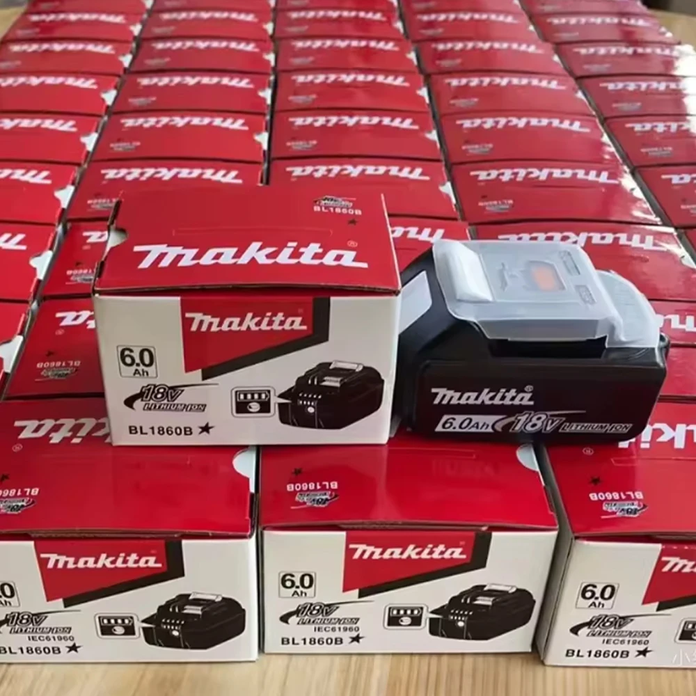Original Makita 18V Ersatzakku BL1850B BL1860B 5,0Ah 6,0Ah wiederaufladbarer Lithium-Ionen-Akku mit Ladegerät für Makita Powe Image