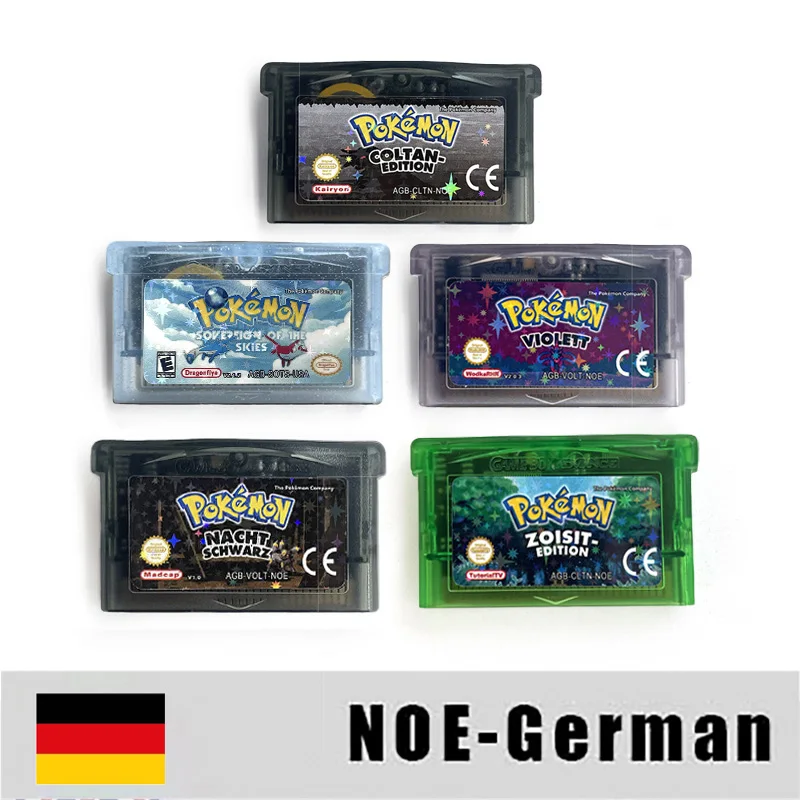 GBA-Spiel NOE Deutsch RTC-Karte 1M Flash Pokemon Zoisite Sovereign of the Skies Coltan Violett Nacht Schwarz Cartridge Rom Hack Image
