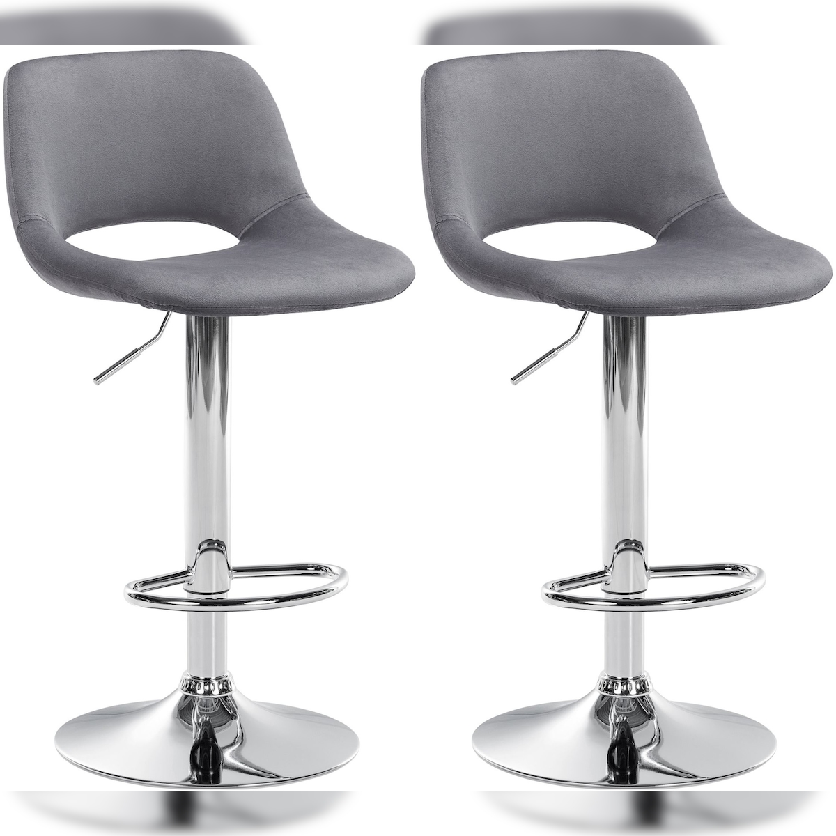 Proregal CHEFGASTRO 2er Set Barhocker ACAPULCO Samt Chrom HxBxT 86x42x46cm Samt Dunkelgrau Barstuhl