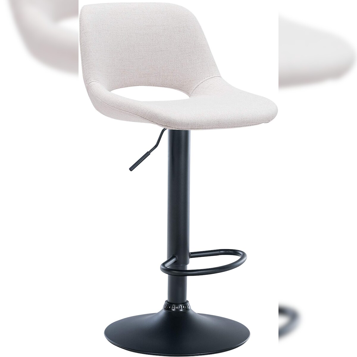 Proregal CHEFGASTRO Barhocker ACAPULCO Stoff Schwarz HxBxT 86x42x46cm Stoff Creme Barstuhl Image